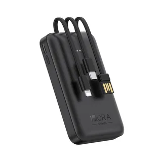 Batería portátil 1Hora GAR261 5000mAh con cables integrados – Negro